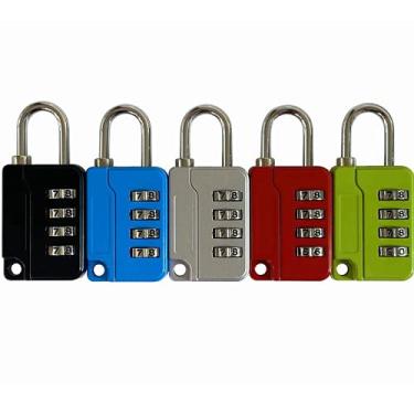 Imagem de ZPLIUST - Cadeado de combinação de 4 dígitos, trava de cifra segura, para academia ao ar livre e armário de funcionários da escola, caixa de ferramentas, cerca, armário de ferrolho, fechaduras