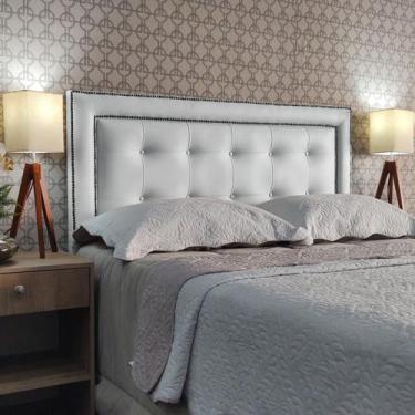 Imagem de Cabeceira Cama King Veneza 10 Diamond 2 Com Tachas Corano Branco 60 RB