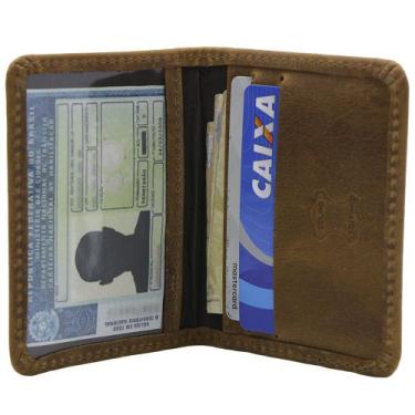 Imagem de Carteira Masculina Slim Em Couro Porta Cnh Porta Cartões Marrom Claro 