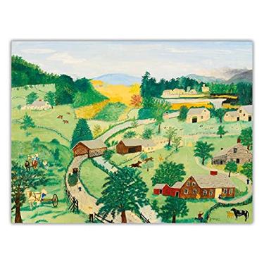 Imagem de Gravuras Grandma Moses Anna Mary Robertson - Impressão de pinturas famosas em tela - Pôster de arte moderna - Pronto para pendurar Imagens de arte de parede em tela para decoração de casa (A última