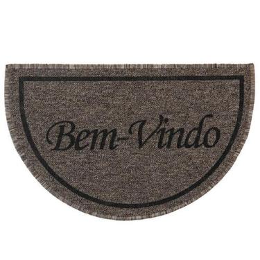 Imagem de Capacho Tapete Porta Entrada Meia Lua 38x60 Bem vindo Bege - Oasis