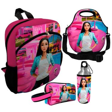 Imagem de Kit Escolar Infantil Mochila de Costas + Lancheira Térmica + Necessaire Plus + Squeeze de Alumínio-Unissex