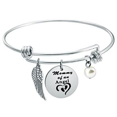 Imagem de Bracelete WUSUANED Baby Memorial Jewelry Miscarriage Bracelete Mommy of an Angel Bracelete muito bonito para a Terra Pulseira Presente de simpatia para a perda de bebês