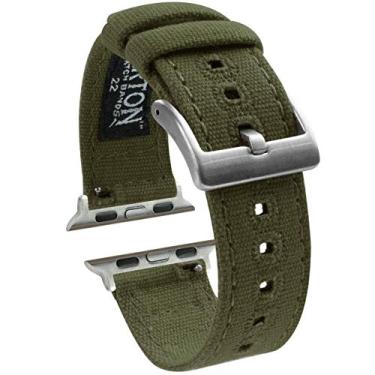 Imagem de Pulseiras de lona para Apple Watch BARTON – escolha de cor em 42 mm e 38 mm – para Apple Watch, Watch 2 e Watch 3, Verde militar, Small Apple Watch (38mm/40mm/41mm), Exército