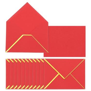Imagem de PATIKIL Pacote com 60 envelopes A7, envelopes de dia dos namorados com aba em V de 5 x 17 cm com borda dourada para escritório, convites de cartão de casamento, presente de festa de formatura,