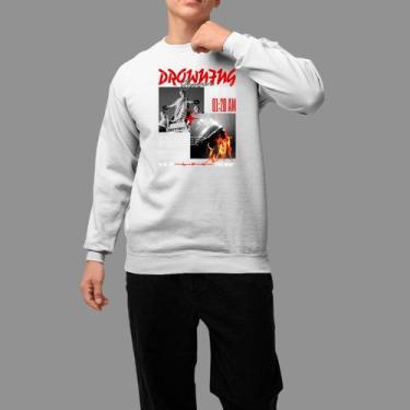 Imagem de Moletom Gola Careca Basico Masculino Moda De Rua Tecido Macio Drow - R