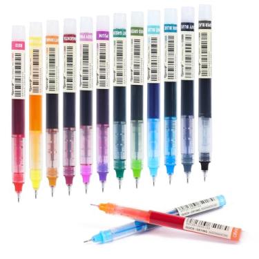 Imagem de USUAL Canetas de tinta de gel coloridas de 0,5 mm, ponta fina, 12 peças, canetas mícrons líquidas para colorir, esferográfica, ponta de feltro, para anotações, anotações, desenhos, escrita de volta às
