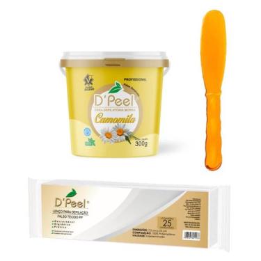 Imagem de Kit Cera Depilatória Quente Natural Dpeel 300g Hidrossolúvel, Camomila