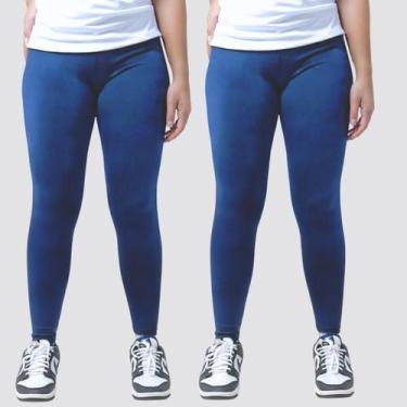 Imagem de Kit 2 Calças Legging Feminina Cintura Média Academia Treino Corrida Es