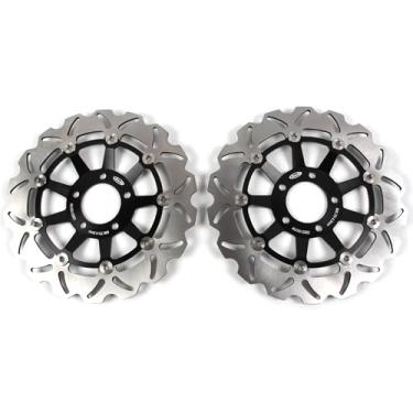 Imagem de 1 par de discos de freio dianteiros flutuantes de rotores compatíveis com Suzuki RGV250 GAMMA 1991-1997, GSX750 1998-2003, peças pretas de acessórios de motocicleta