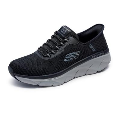 Imagem de Skechers Tênis masculino sem cadarço relaxado: D'Lux Walker 2.0 - Rezinate, Preto/cinza, 11 X-Wide