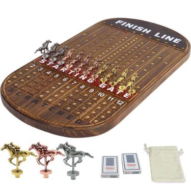 Imagem de Jogo de tabuleiro de corrida de cavalos Jyquorp Racing Game Solid Wood 11 jogadores