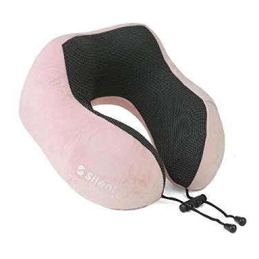 Imagem de Travesseiro Apoio Encosto de Pescoço Silent para Viagem Ergonômico em Forma de U - Travesseiro,ótimo para viajar,dormir, relaxar em casa e no trabalho (rosa)