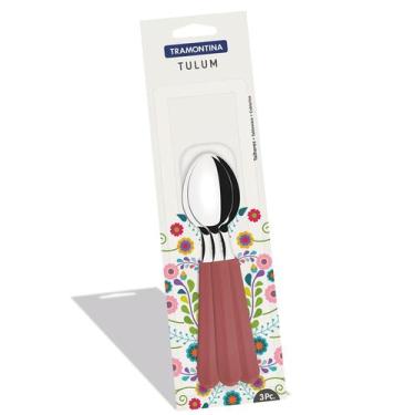 Imagem de Conjunto de Colheres para Sobremesa 3 Peças Tulum Tramontina - Vermelh