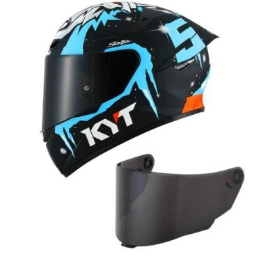 Imagem de Capacete KYT TT Course Masia Winter Test Preto e Azul Brilhante Mais V