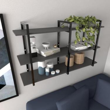 Imagem de Prateleira industrial sala estar estante nicho parede mdf suspensa pra