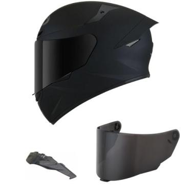 Imagem de Capacete KYT TT Course Plain Preto Fosco Mais Viseira Fumê e Spoiler F