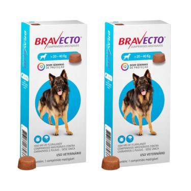 Imagem de Kit 2 Bravecto 1000MG 20KG A 40KG - Braveco