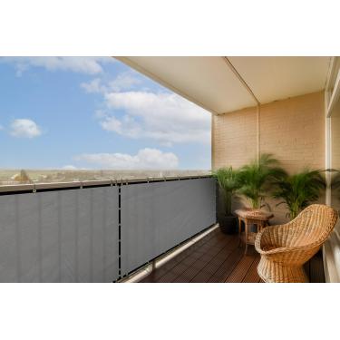 Imagem de ColourTree Tela de privacidade de varanda de tamanho personalizado cinza 3' x 182' varanda corrimão pátio cerca para-brisas pano de tecido - grau comercial 170 GSM - 3 anos de garantia - abraçadeiras