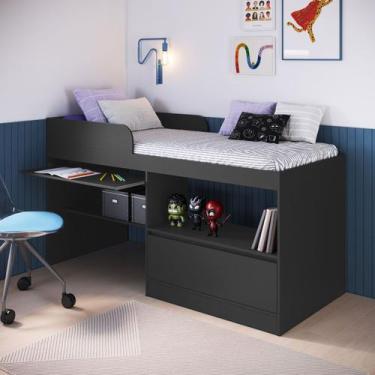 Imagem de Cama Infantil Multifuncional Jacarta 1 Porta Grafite - Art In Móveis, 