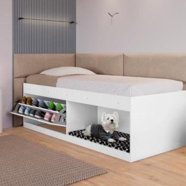Imagem de Box Solteiro 2 Prateleiras Flórida Com Kit Pet e Colchão Branco - Casa