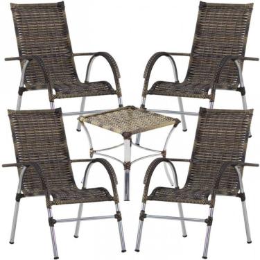 Imagem de 4 Cadeiras Vênus e Mesa Garden Área Externa Trama