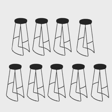 Imagem de Kit 09 Banqueta Alta Lena Industrial Bar Balcão Bistrô Ferro e Madeira Maçiça Capa Suede Preto - Ahz Móveis