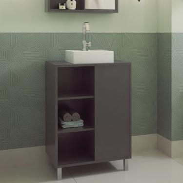 Imagem de Gabinete para Banheiro com Cuba Branca 60cm 1 Porta de Correr Julia