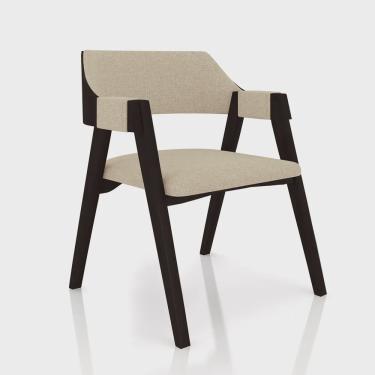 Imagem de Cadeira Sala de Jantar e Jogos Carteados Madeira Maciça Poker Linho OffWhite/Tabaco G42 - Gran Belo