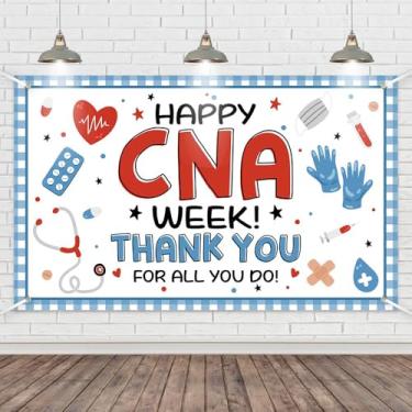 Imagem de Wollmix CNA Week Banner Backdrops Decorações Presentes Agradecemos, Placa de agradecimento, fundo de fotografia, suporte para cabine de fotos, decoração de interiores e exteriores, artigos de festa