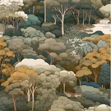 Imagem de Papel de parede de outono floresta descasque e cole vintage árvores amarelas papel de contato da floresta 44,2 cm x 998,2 cm papel de parede autoadesivo à prova d'água para quarto, bancada, armários