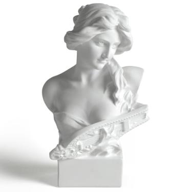Imagem de Garwor Estátua de busto de deusa grega Ártemis de 15 cm A, estátua de cabeça de mitologia grega decoração de casa para estantes de livros, quarto, divisória, sala de estar
