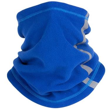 Imagem de Cachecol facial cachecol facial máscara de esqui de lã polar capa de pescoço com alça refletiva capa térmica macia para clima frio, azul