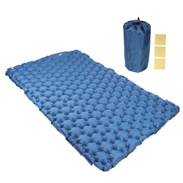 Imagem de Colchão De Ar Externo, Portátil à Prova De Umidade, Tapete De Acampamento Duplo Inflável, Almofada De Dormir Para Acampamento, Bomba De Pé Embutida, Sem Bocal, Azul