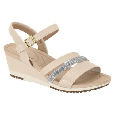 Imagem de Sandália Anabela Feminina Elástico Modare Conforto 7123147 (CREME/BRANCO OFF CRISTAL, BR, Adulto, Numérico, 35)