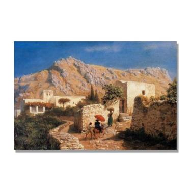 Imagem de Lev Lagorio Prints. Pintura de arte de parede de paisagem marítima. Pôster de reprodução de impressões em tela de paisagem para decoração de casa. (Paisagem de montanha italiana). 30 x 45 cm-11,8 x