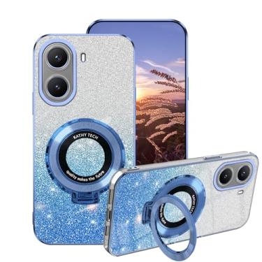 Imagem de Wousunly Capa para Xiaomi Poco X7 Pro de silicone com suporte de anel, revestimento para Poco X7 Pro, capas de telefone com glitter, transparente, camada dupla, removível, macia, TPU, à prova de