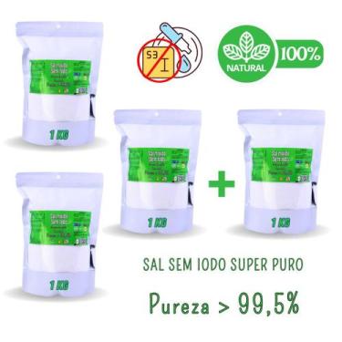 Imagem de Sal Sem Iodo Ultra Puro Kit 4un Pureza Superior a 99,5% 2Kg - Sea Salt