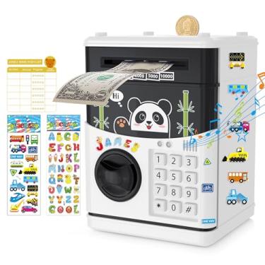 Imagem de JUNEU Mealheiro Eletrônico para Meninas e Meninos, Banco de Dinheiro com Senha, Lata de Moeda Fofa Atm, Caixa de Economia de Dinheiro de Papel de Rolagem Automática, Melhores Presentes de Brinquedo Pa
