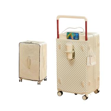 Imagem de EDUFUNBO Mala de mão com alça larga com 360 rodas giratórias, porta USB e tipo C, suporte de copo e trava TSA, estojo rígido, mala de viagem rígida para homens e mulheres (capa de PVC gratuita