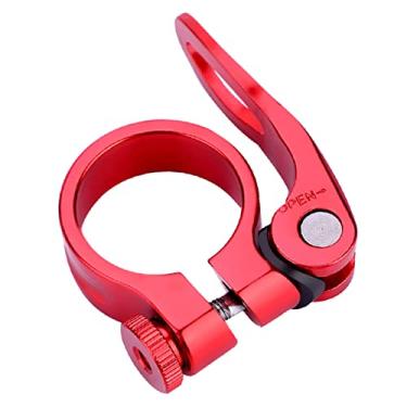 Imagem de Grampo para selim de segurança, 31,8 mm de liga de alumínio 30.0 prendedor de assento durável para bicicleta de liberação rápida (31,8 mm - vermelho)