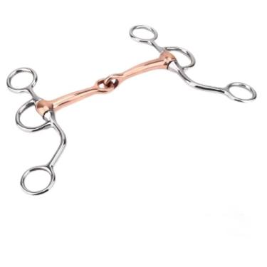 Imagem de Brid?o para cavalo Mastigar A?o Inoxid¨¢vel Treino Bride com Articula??o de Cobre M¨ºs Brilho Franc¨ºs Link Acess¨®rio de Corrida de Brinde de Cobre Solto