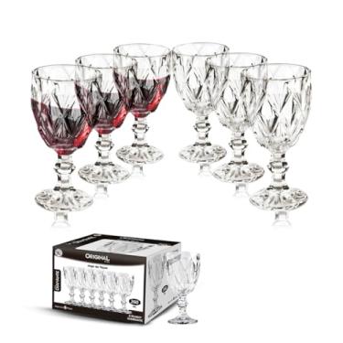 Imagem de Jogo de Taças Diamond em Vidro 6 Peças, 260ml agua vinho Transparente