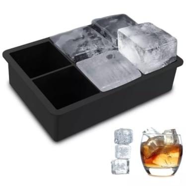 Imagem de Forma de Gelo em Silicone, 6 Compartimentos Grandes, 16,5 x 11,5 cm, para Drinks, Whisky, Chocolate e Gelatina, Preta