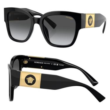 Imagem de Versace VE4437U Óculos de sol em forma de travesseiro com kit de óculos de luxo eSHADES, Preto polarizado | gradiente cinza polar | polarizado | 54 mm, 54 mm
