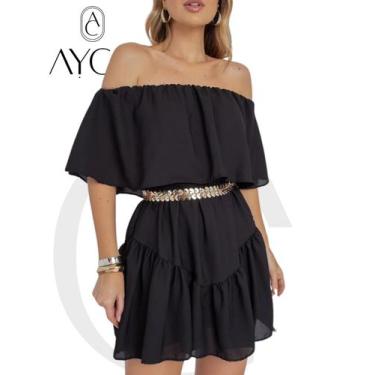 Imagem de Vestido Macaquinho Short, Azul bebe, babado, tecido Crepinho Elastex S