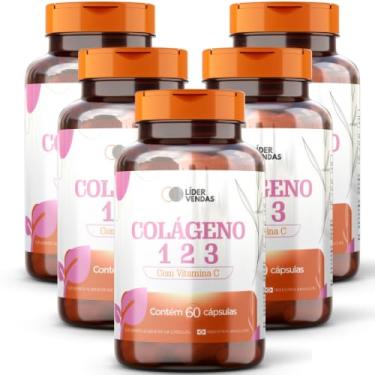 Imagem de Colágeno 1,2 e 3 com Vitamina C - 1g com 60 cáps - 5 potes