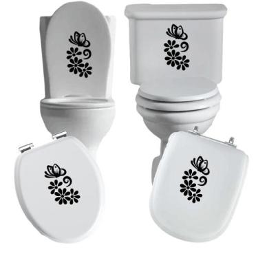 Imagem de Adesivo flor 3 vaso sanitário privada caixa acoplada descarga azulejo 