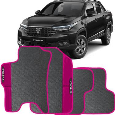 Imagem de Lindo jogo tapete carro automotivo rosa fiat strada nova 2019 a 2023 c