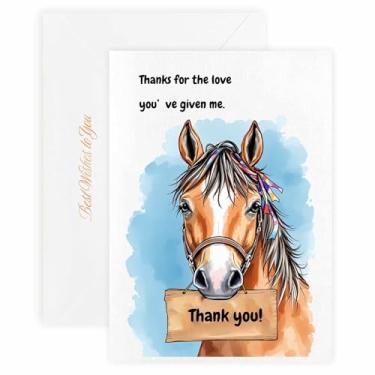 Imagem de MAGJUCHE Cartão de agradecimento para madrasta – Selo e envelope de cera elegante, papel 300 g/m², impressão vívida de 600 DPI, 12 x 17 cm, design de cavalo